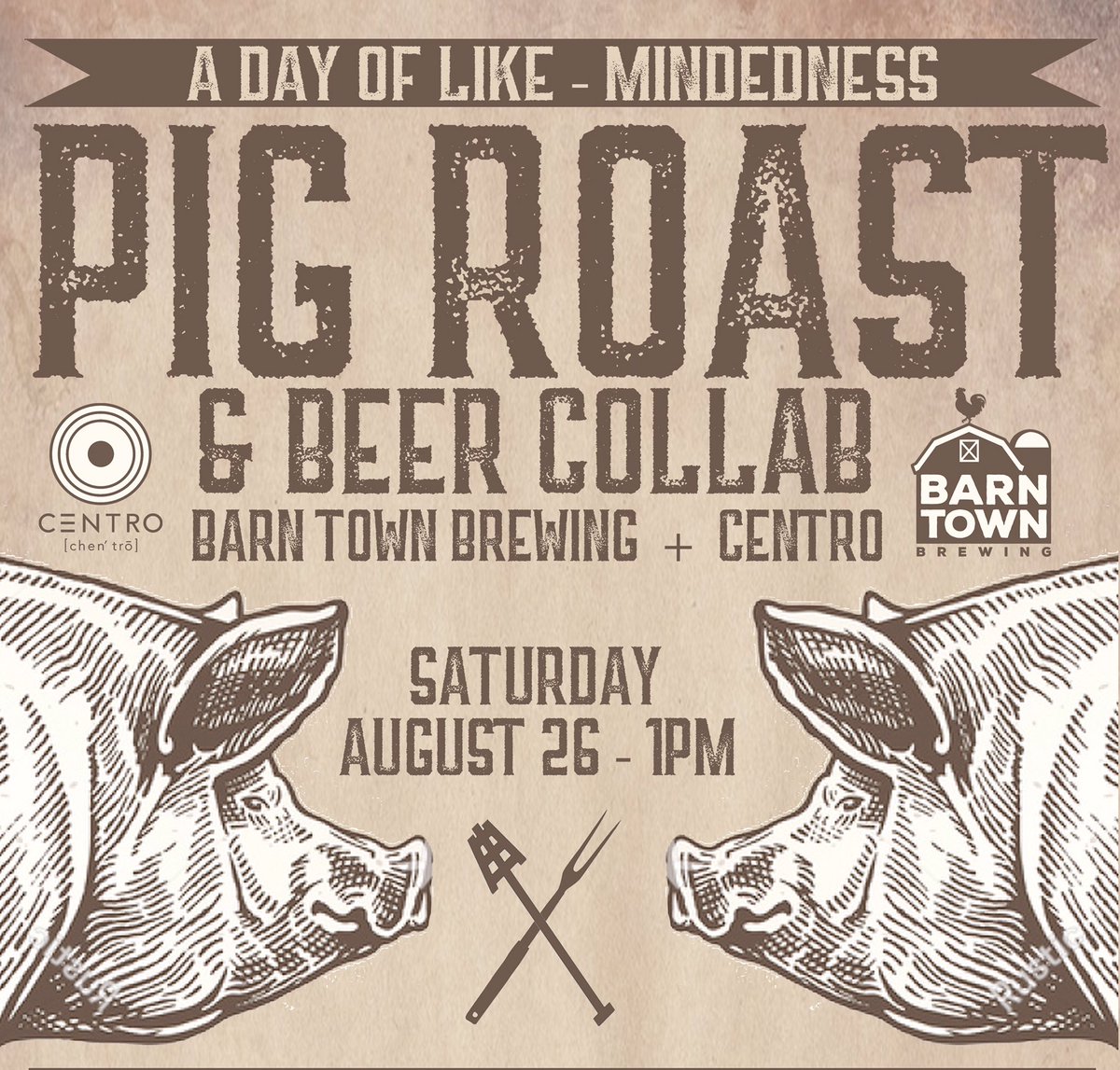 Mark your calenders! We're gunna throw down with <a href="/CentroDSM/">CentroDSM</a> on 8/26! Pig Roast + Beer Collab. Stay tuned....#likeminded