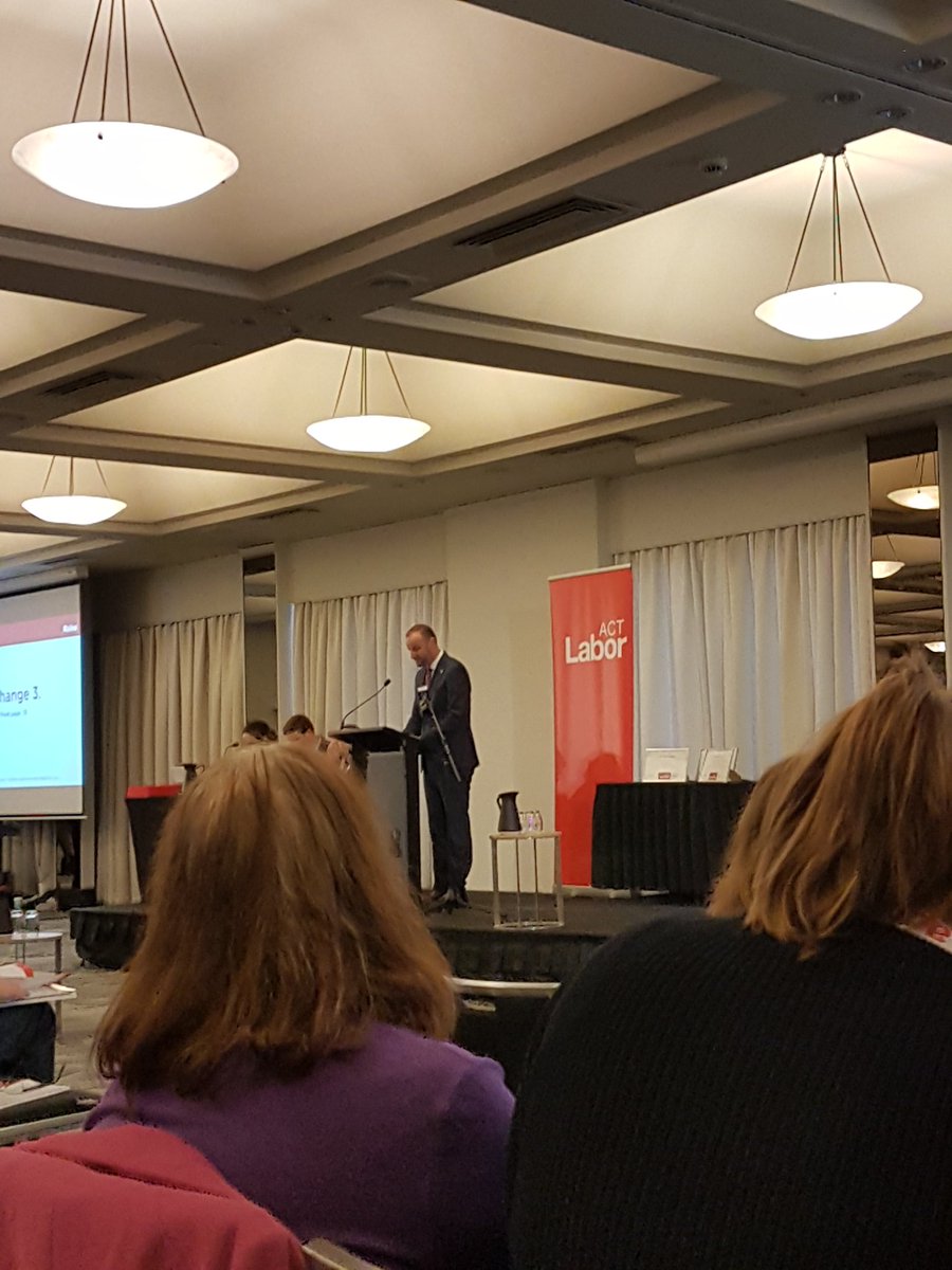 JesseGillard's tweet photo. CM Barr delivering his address at #ACTLabor17 #actpol #auspol #canberra https://t.co/AAAOFiX0dh
