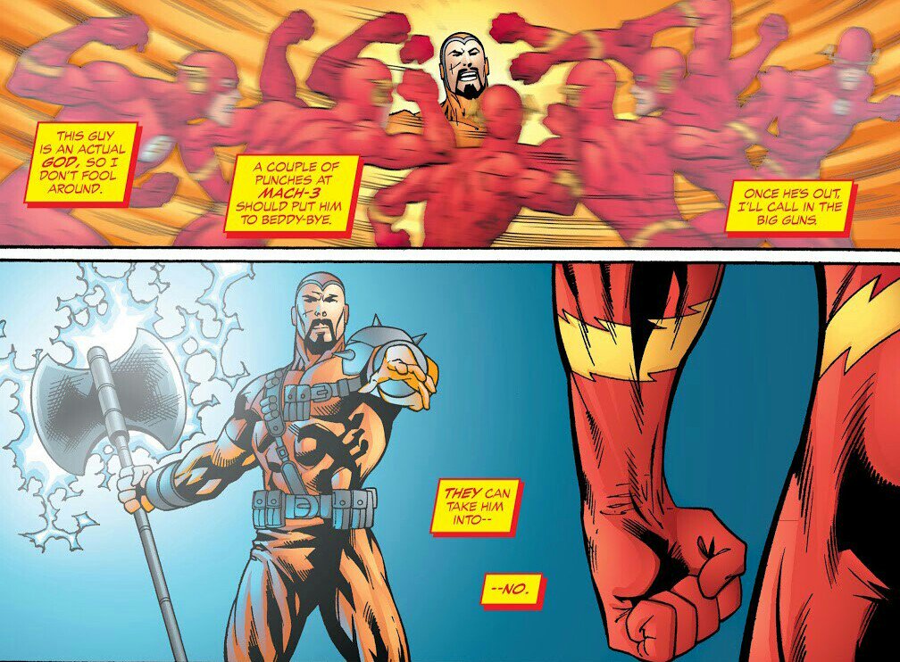SteppenwolfvJLA's tweet photo. And this is what happened when #Flash Bart Allen (fastest of all Flashes) challenged #Steppenwolf. #JusticeLeague should take note &amp; beware. https://t.co/rKLb84j9N3