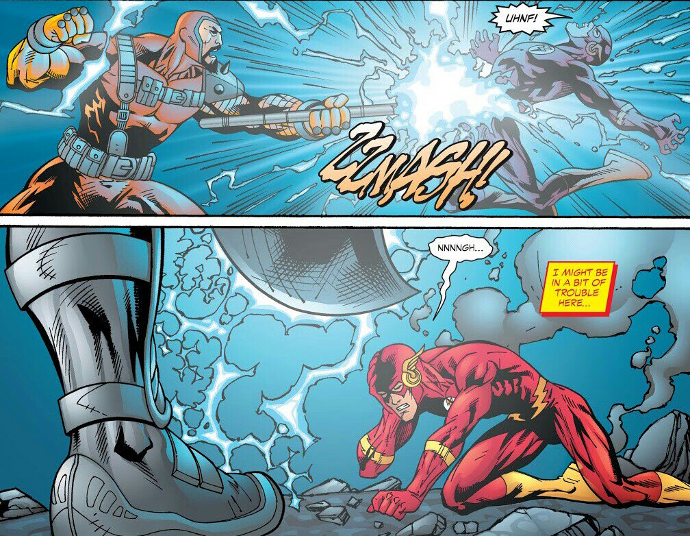 And this is what happened when #Flash Bart Allen (fastest of all Flashes) challenged #Steppenwolf. #JusticeLeague should take note &amp; beware.