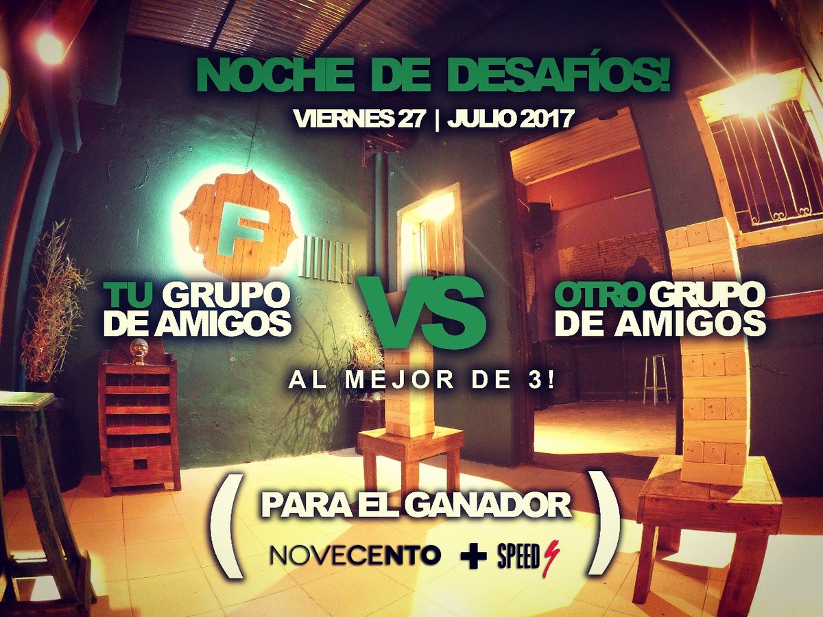 FaustooBar's tweet photo. TU grupo VS OTRO grupo, el ganador... 1 Novecento c/speed 🍾
Venite tempranito a jugar!! 🤗
#nochedesafio #faustobar #bardeamigos 🎉 https://t.co/XHhmVb05Lm