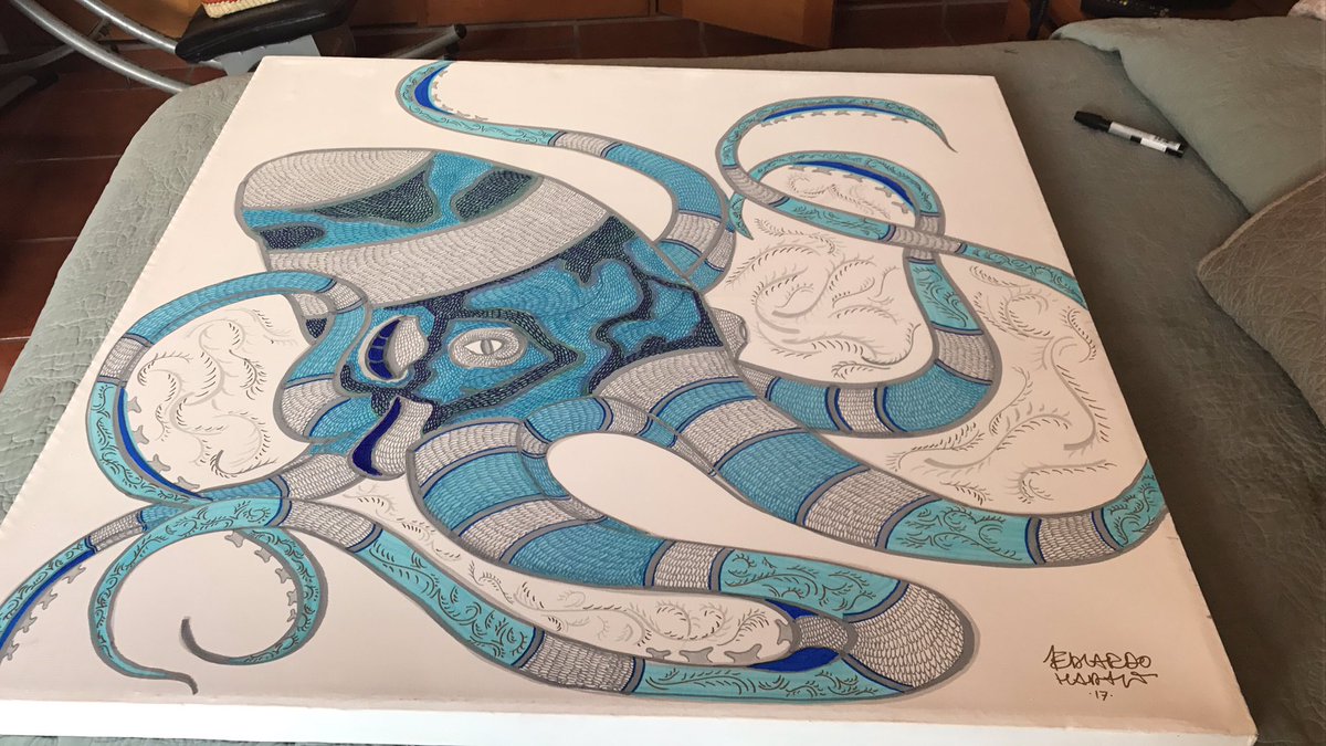 handallconde's tweet photo. @EVIDEGARAY @jrsestaca el pulpomo. Sharpie on canvas @lacorneta40 https://t.co/ms9v1uihj1