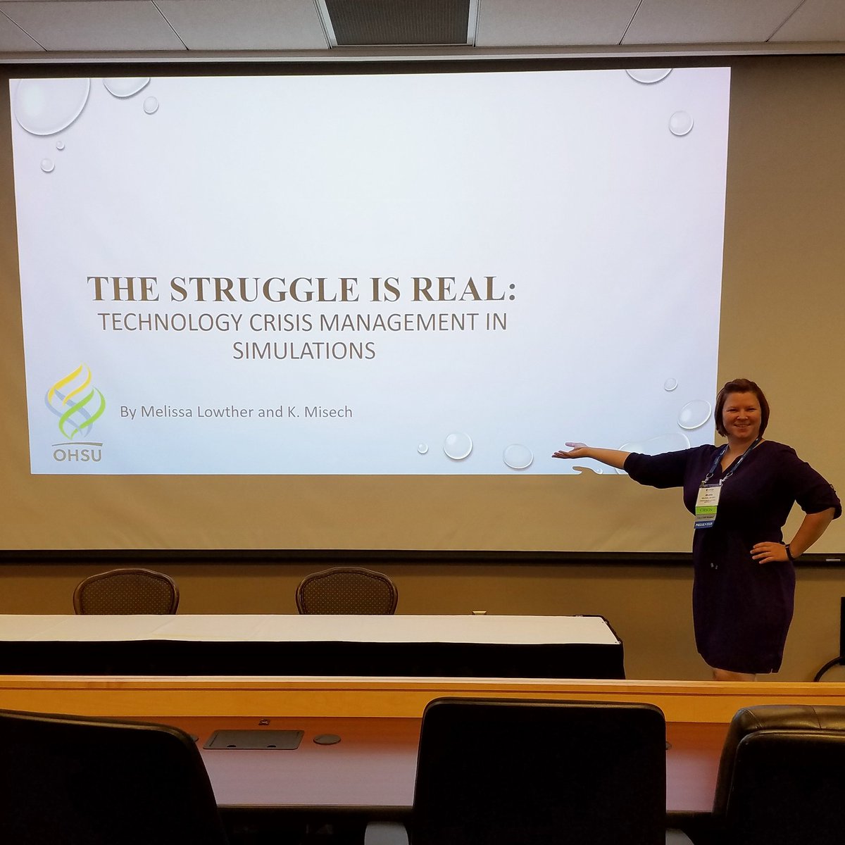 SimOpsMelissa's tweet photo. We came, we presented, we survived! It was a pleasure presenting at SimOps 2017! Thanks for having us #simops2017 #SSH @OHSUsimulation https://t.co/WmJPtXTUM7