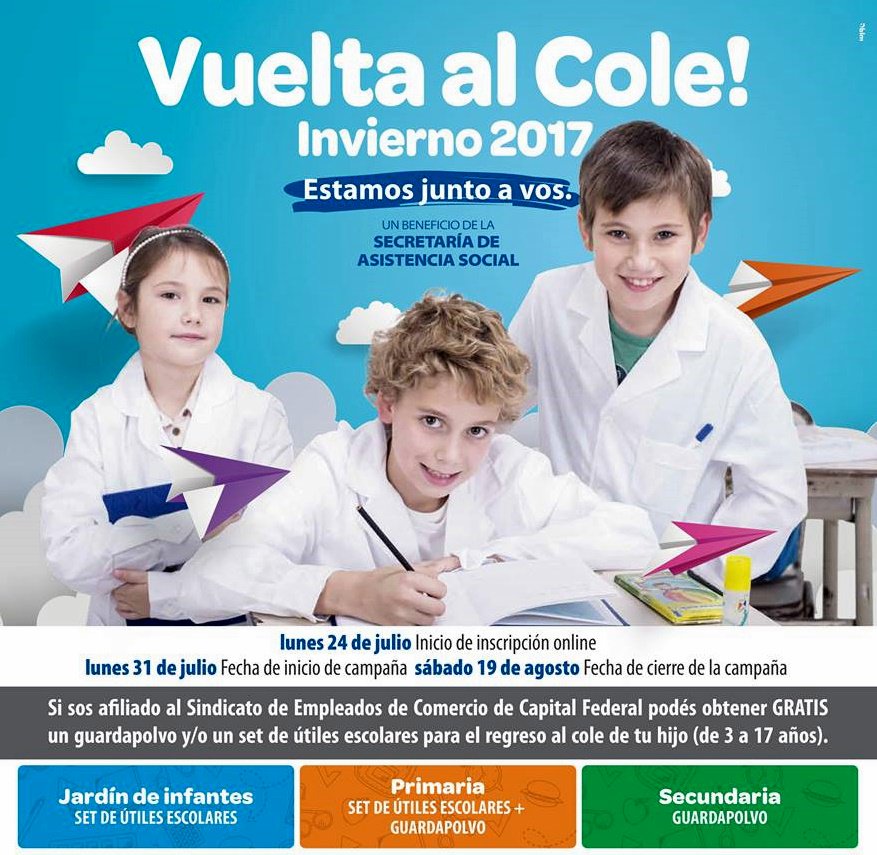 ¡Ya está disponible la inscripción para la campaña "Vuelta al Cole" - Edición Invierno! Consultá con tus delegados para mas info