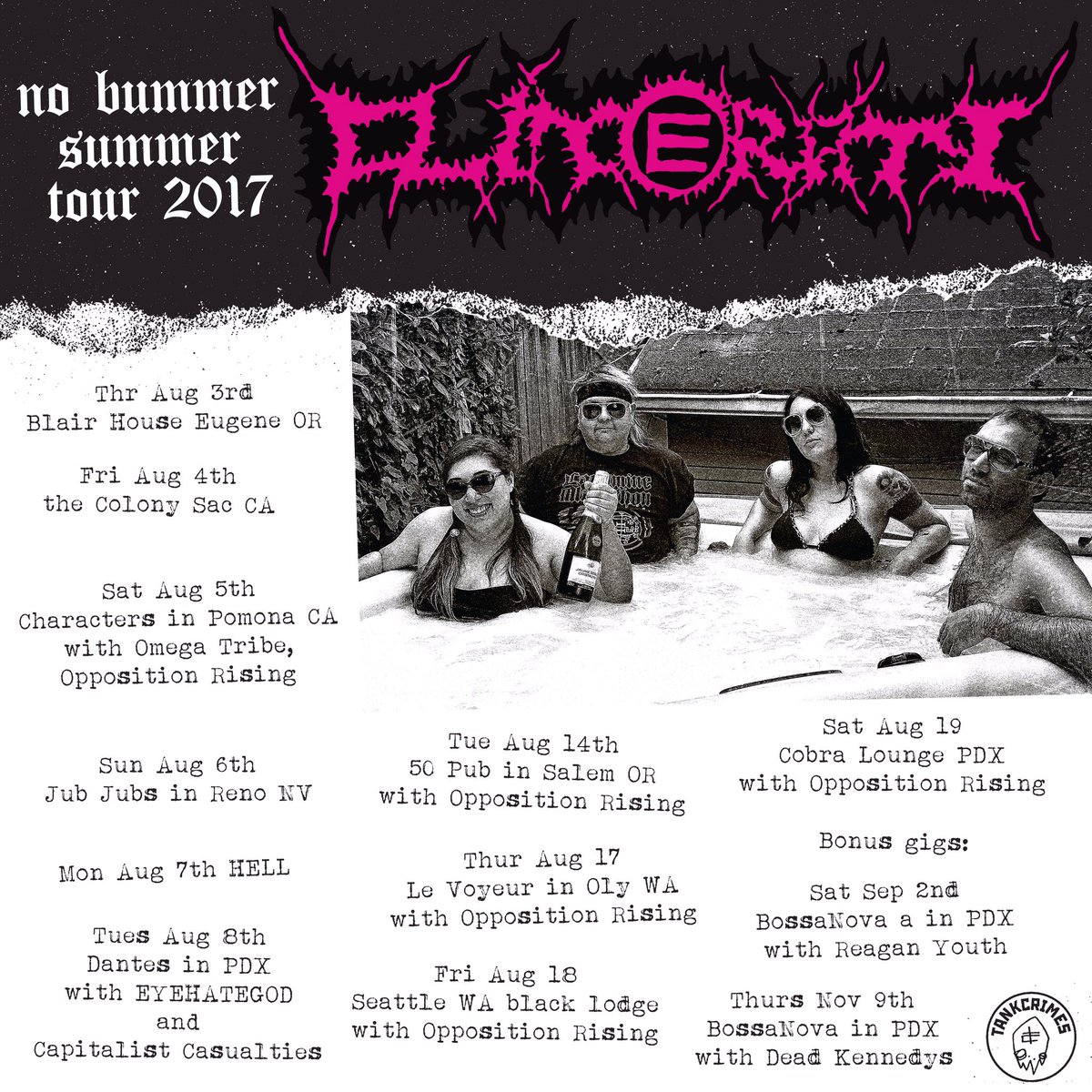 AmiLawless's tweet photo. CLITERATI's no bummer summer  west coast tour starts Aug 3rd! Pass this around and good shit will come yr way! #crust #queercrust #dbeat https://t.co/fnznHYPpRs