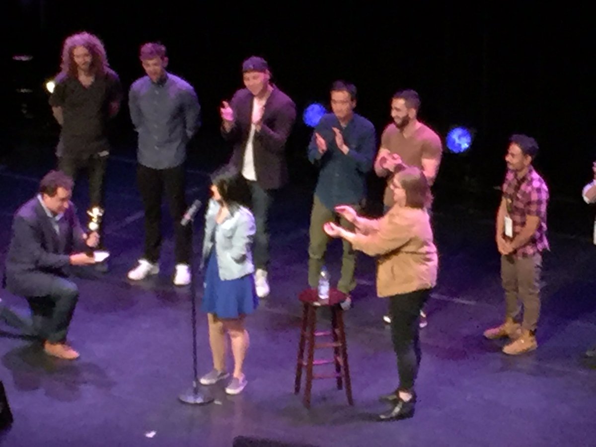 LadyfestMTL's tweet photo. 💙⚡️🇨🇦Absolutely LOSING it with pride for @djmausner &amp; @courtgilmour who just BOTH won Homegrown @justforlaughs 🇨🇦💙⚡️ https://t.co/V0dlvHITHU