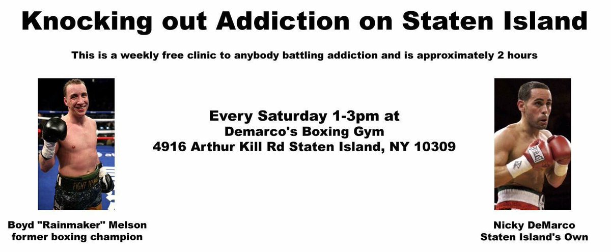 BoydMelson's tweet photo. Come 2morro 2 KO addiction on Staten Island#BIGVISION
#KnockOutAddiction
#ImInYourCornerStatenIsland
#WeAreStrongNow
#BoydMelsonForCongress https://t.co/sGXe5q1Npp