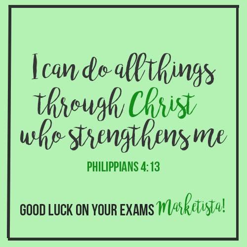 uecjems2021's tweet photo. God bless on your departmental exams, Marketistas! Always remeber Philippians 4:13! ๐
#JEMS1718
#DefyingConformities https://t.co/fn4ASTddc6