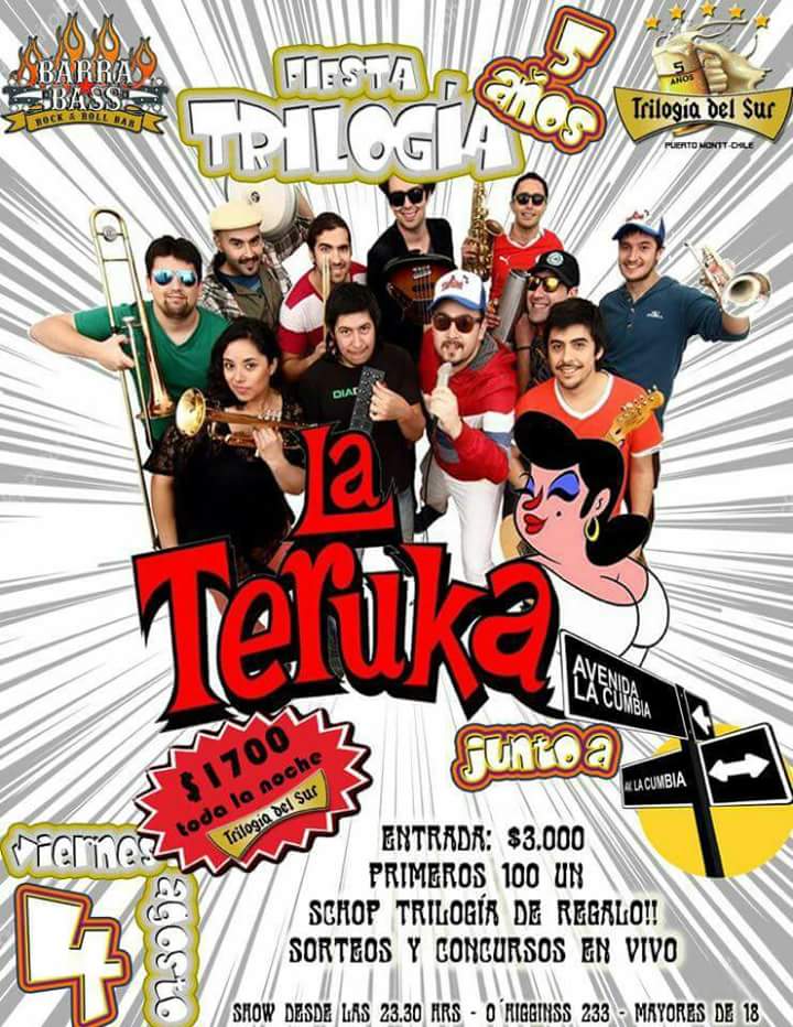 av_lacumbia's tweet photo. Tremendo mambo se nos viene en @BarraBassbar con los capos de @LaTeruka HABRÁ PILSEN DE REGALO!! #nosvemosenlabarra #melonconvino #ptomontt https://t.co/AzPlIahP9D