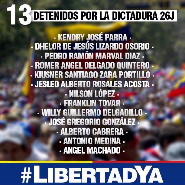 LesterToledo's tweet photo. Acaban de juzgar a 13 civiles inocentes en Tribunales Militares, son 13 razones más para luchar. ¡A estos verdugos la justicia le llegará! https://t.co/m8pwKxRucN