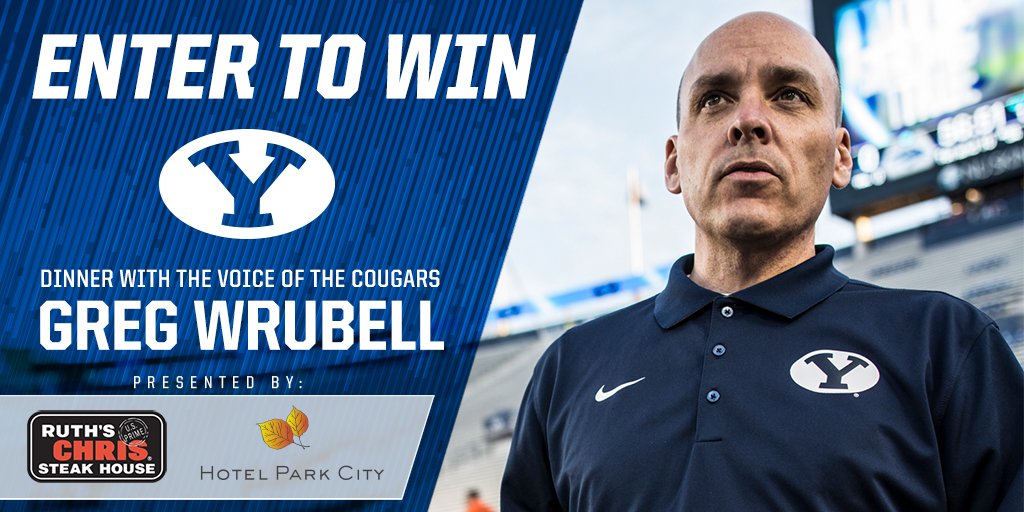 gregwrubell's tweet image. Last chance to retweet for a @BYUfootball preview dinner with me at @RuthsChris in @hotel_park_city. We pick 3 winners Aug 1, dinner Aug 8.