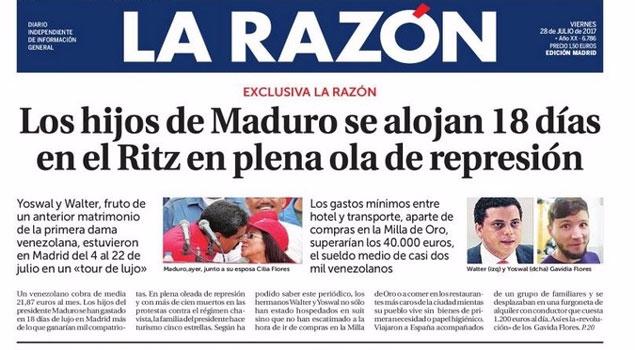 DiarioTalCual's tweet photo. VAYA, VAYA Los hijos de Maduro se alojaron 18 días en el hotel Ritz en plena ola de represión https://t.co/fktAN0iNBM https://t.co/tKpiYXB3dd