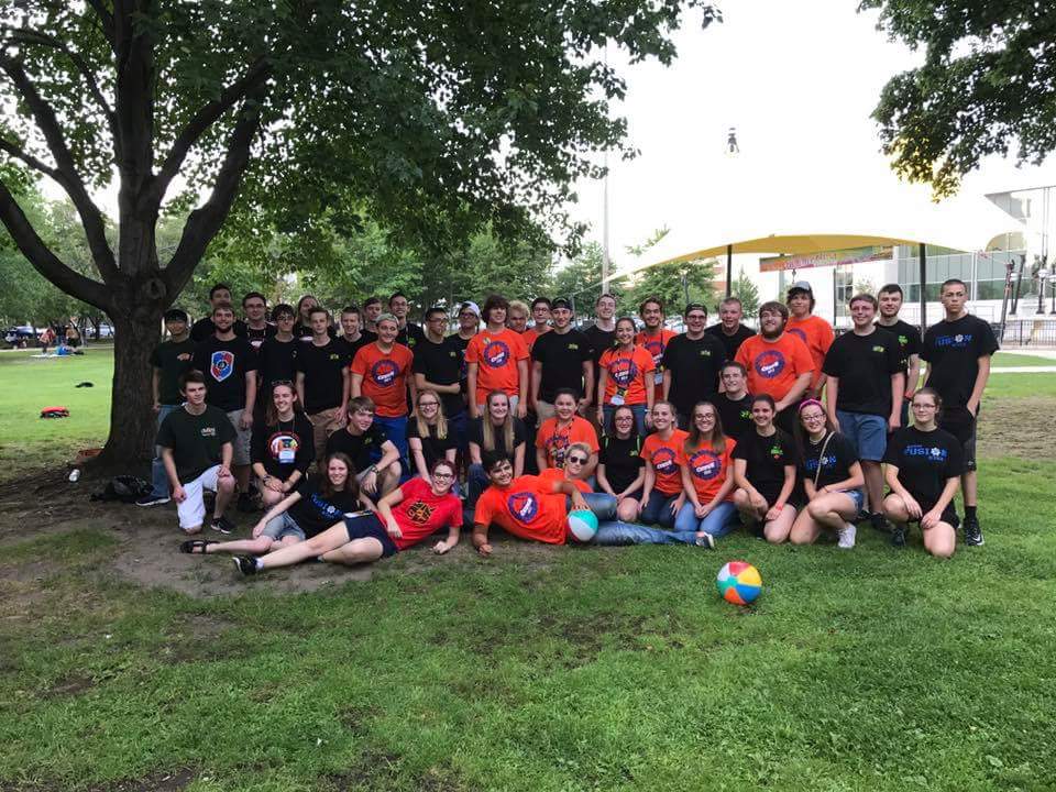 FRCTeams's tweet photo. Great party in the park tonight with our local teams! #FIRSTFestivalofChamps #omgrobots @FRCTeam238 #team131 #team501 @Fusion_6763 @FRC319 https://t.co/GzlIaMPY6H