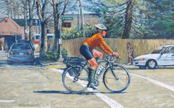 "Orange Biker" by Dennis Anderson
#Oil on Canvas; 24" x 37" (framed) now on #exhibit!

#art #gallery #artist #pdx #fineart #ContemporaryArt
