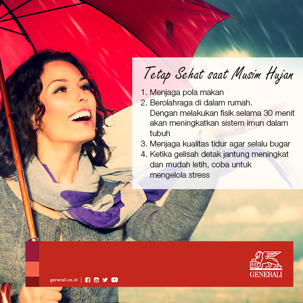 Generali_ID's tweet photo. Generali Friends, saat musim hujan menjadi kesempatan mikroorganisme menyerang kesehatan, yuk simak #GENInfo agar selalu sehat https://t.co/NioGSFZ3dn