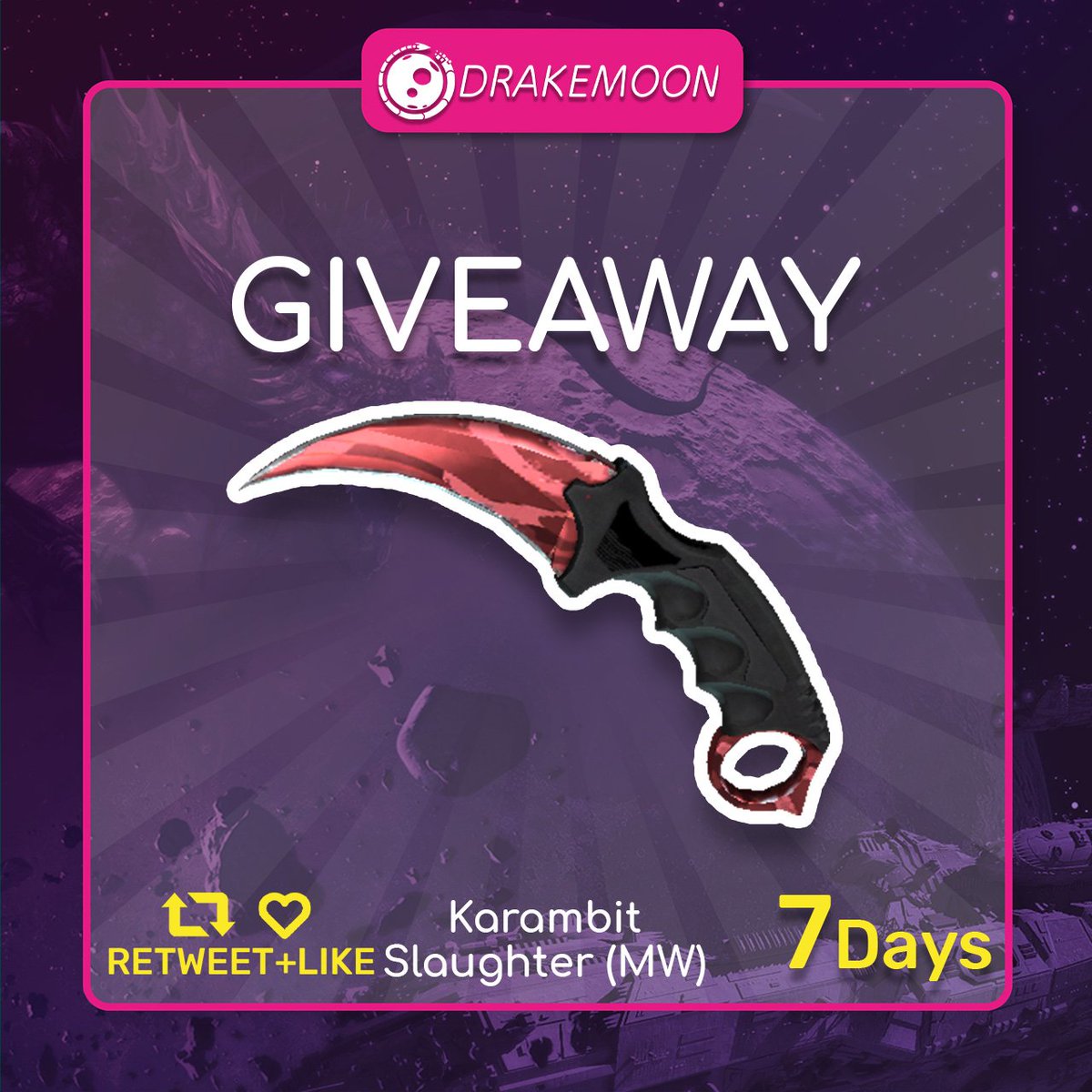 KappaDeals's tweet photo. 🌟KARAMBIT SLAUGHTER #GIVEAWAY🌟

- FOLLOW + RT + LIKE
- Go https://t.co/ulLgoopFkA
- Go https://t.co/OAUnqnJooX
- Tradelink

#DrakeMoonArmy https://t.co/rMXP5udyVf