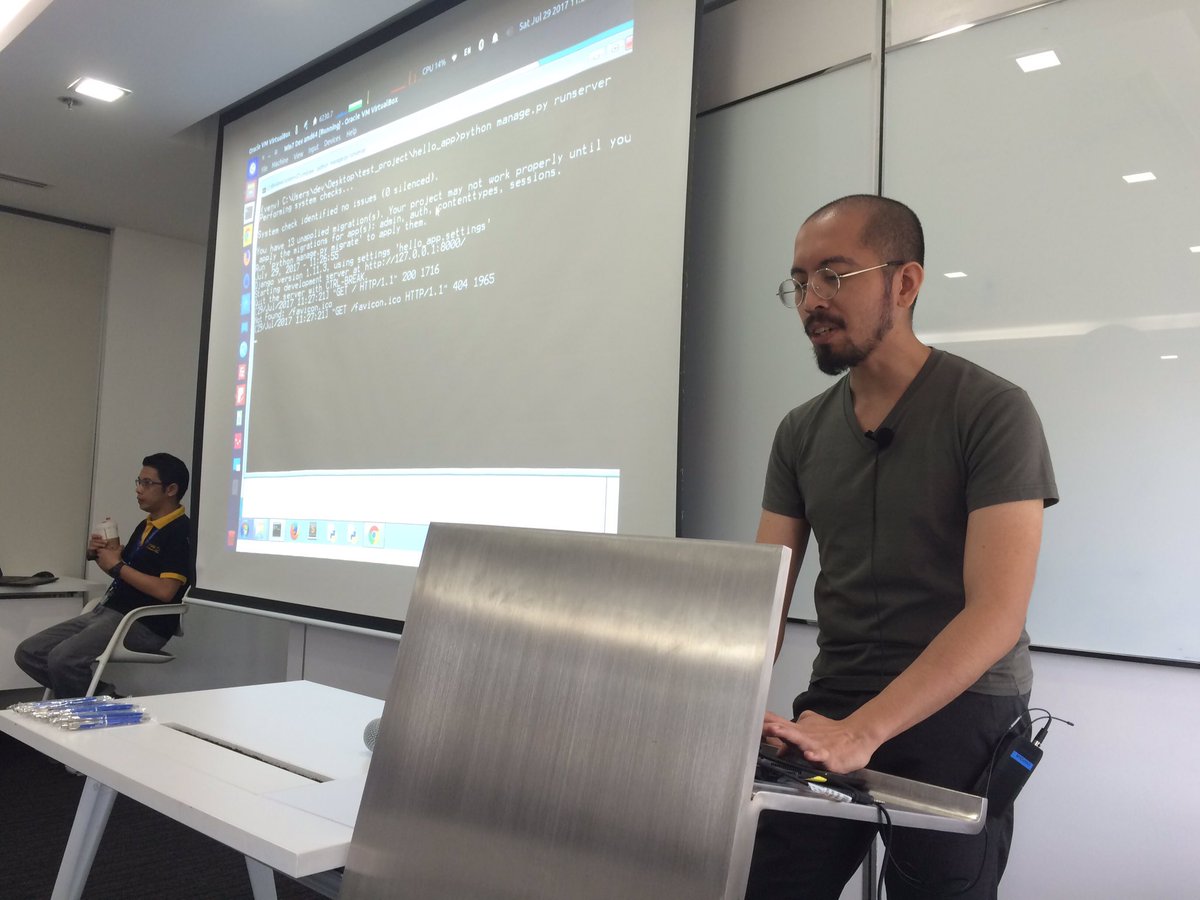 jmigsdj's tweet photo. Here at Microsoft Philippines with Sir Matt! #DjangoCodeCamp #DevConPH https://t.co/VTBvS1AZ0P