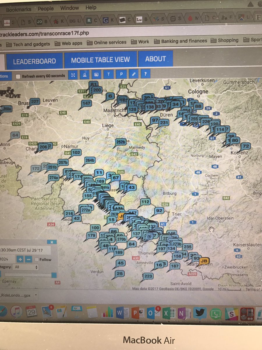 AverageRoadie's tweet photo. #dotwatching #tcrno5 12 hours in and looks like 2/3s of field gone for Vosges, 1/3 chosen to avoid. Looking for autobahn effect https://t.co/CnLrVc2Vrq