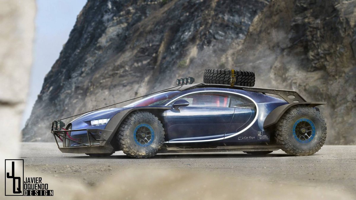 This is what the $2.5-million #Bugatti Chiron would look like as an off-road baja racer. techeblog.com/index.php/tech… #cars #hypercar #geek