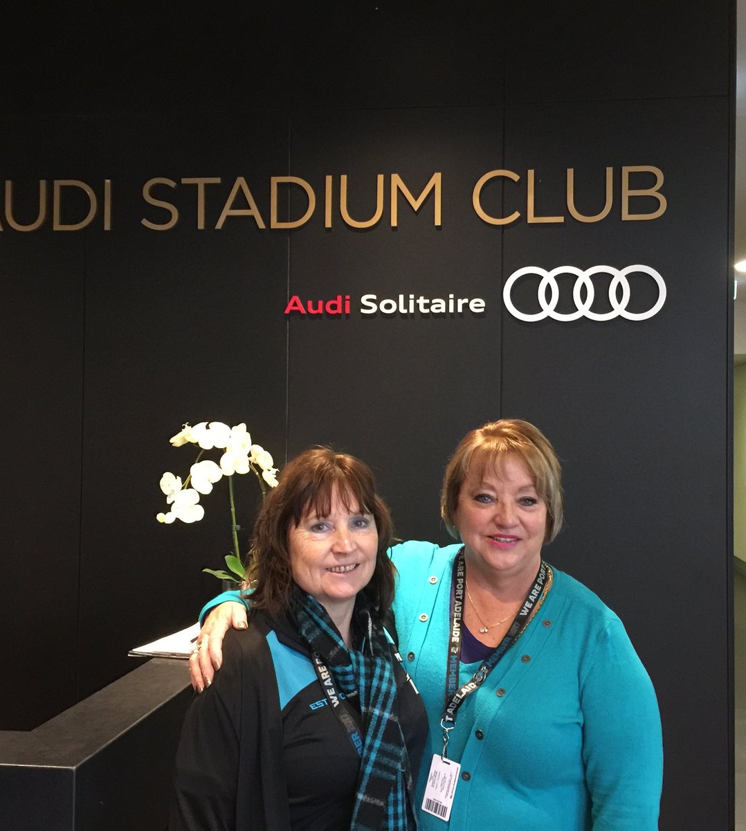 bekkstubing's tweet photo. Mum &amp; aunty Kate having a great afternoon in the Audi room!!! Go Power!!  #weareportadelaide https://t.co/oRkV0u6aS1