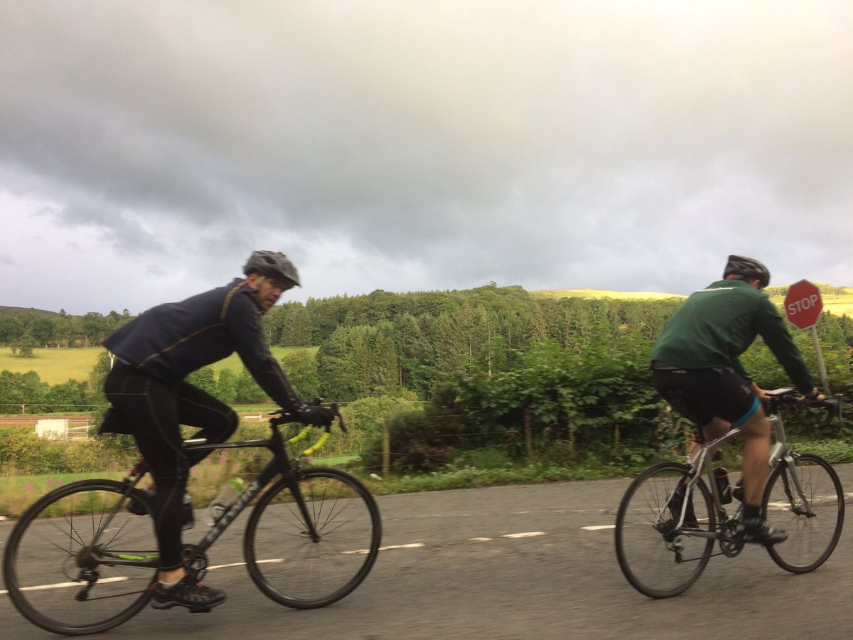 TourdeEdinburgh's tweet photo. After some roadside bike repair, we're back on the road. You really only need 3 gears anyway.... < 30 miles to #Edinburgh 🏰 now. Onwards. https://t.co/IDk8izreRn