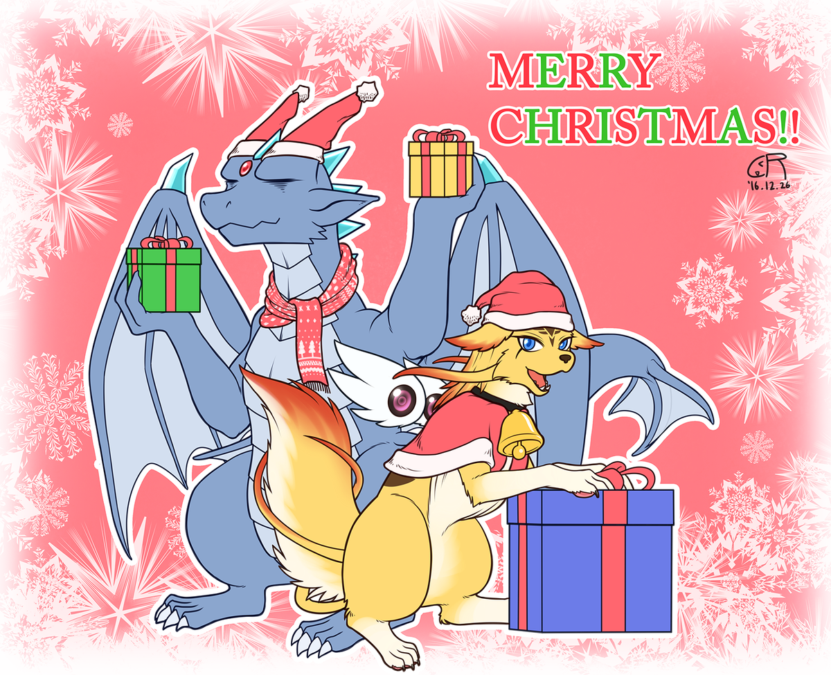 Coolryong_art's tweet photo. 2016 Christmas pic! 
#furry #Lamid #dragon #Zeruka https://t.co/dXSkpgcCZy
