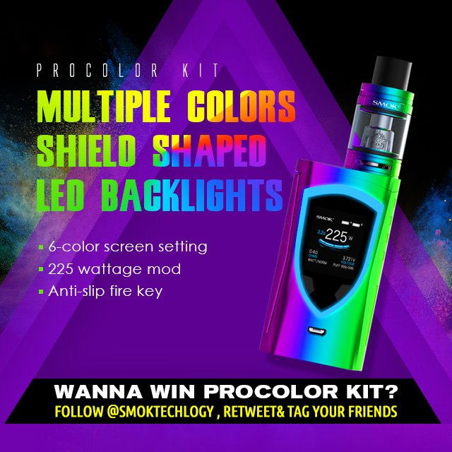 SMOKTECHLOGY's tweet photo. New #contest for PROCOLOR KIT time!Color u surprised✨
FLW,RT&amp;TAG your friend to enter to #win the PROCOLOR KIT!
#procolorkit #smok #vapelife https://t.co/vvysYgiEru