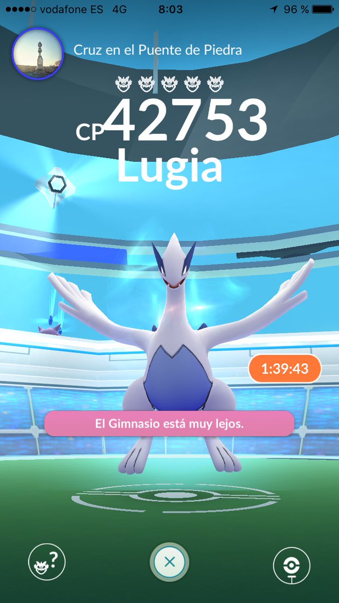 PokemonGoSabidu's tweet photo. Buenos dias entrenadores! ahora mismo #lugia en #puentedepiedra @PokemonGo_ZGZ @ZgzPokemonGo @romskul @dondepokemongo https://t.co/oB0MmwF8Tk