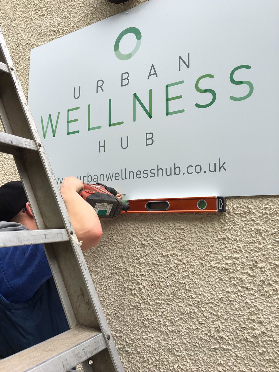 UrbanWellness's tweet photo. Things are getting real now! Our @UrbanWellness sign has gone up on the building!!Thanks @fortytwo_studio @lofthussigns https://t.co/tkxgB9kAZU
