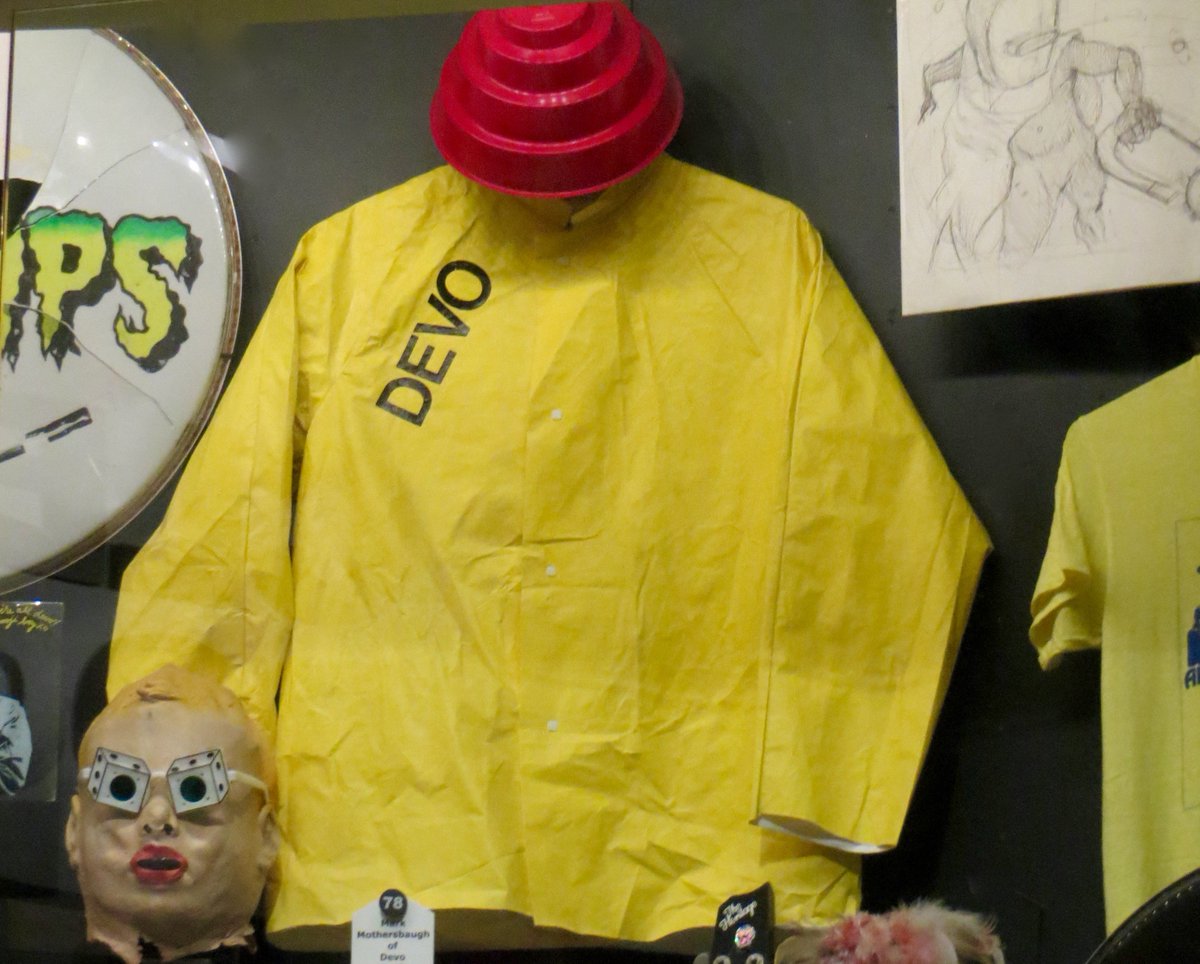 Birmingham_81's tweet photo. Mark Mothersbaugh's Devo outfit from c.1978 - one of the best things at @rockhall! 
#WeAreNotMen #WeAreDevo @mmothersbaugh @DEVO https://t.co/IXqpOHeKHi