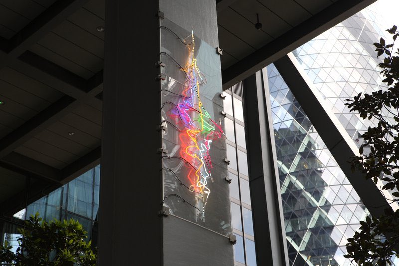 vertexartgallery.com/news.html Kevin Killen Tipping Point exhibit at Leadenhall Building #contemporaryart #neonlight #london #cityoflondon #neon