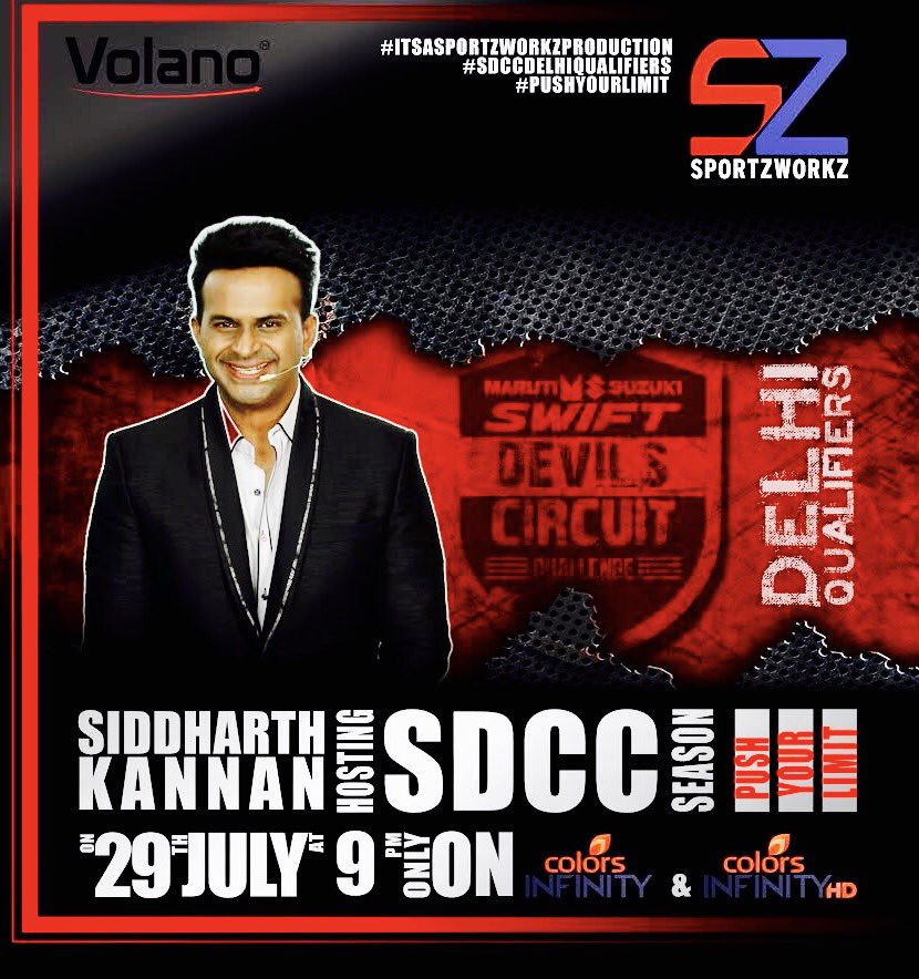 sidkannan's tweet image. Hosting my new tv show #MarutiSuzukiSwiftDevilsCircuitChallenge Sat 9pm @colors_infinity #DevilCircuit #SDCC2017 Tune in! #SidK