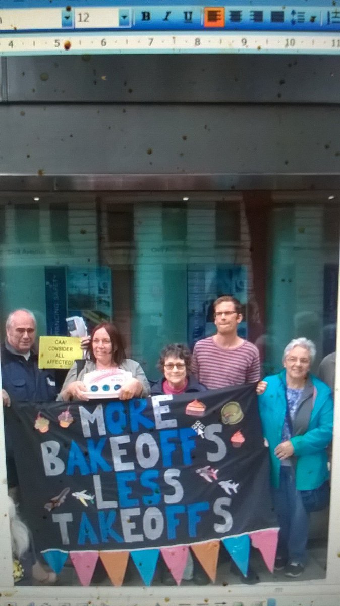 HACANEast's tweet image. CAA joinedin  the spirit of the day when HACAN East gave them a cake to highlight its opposition to London City's concentrated flight paths