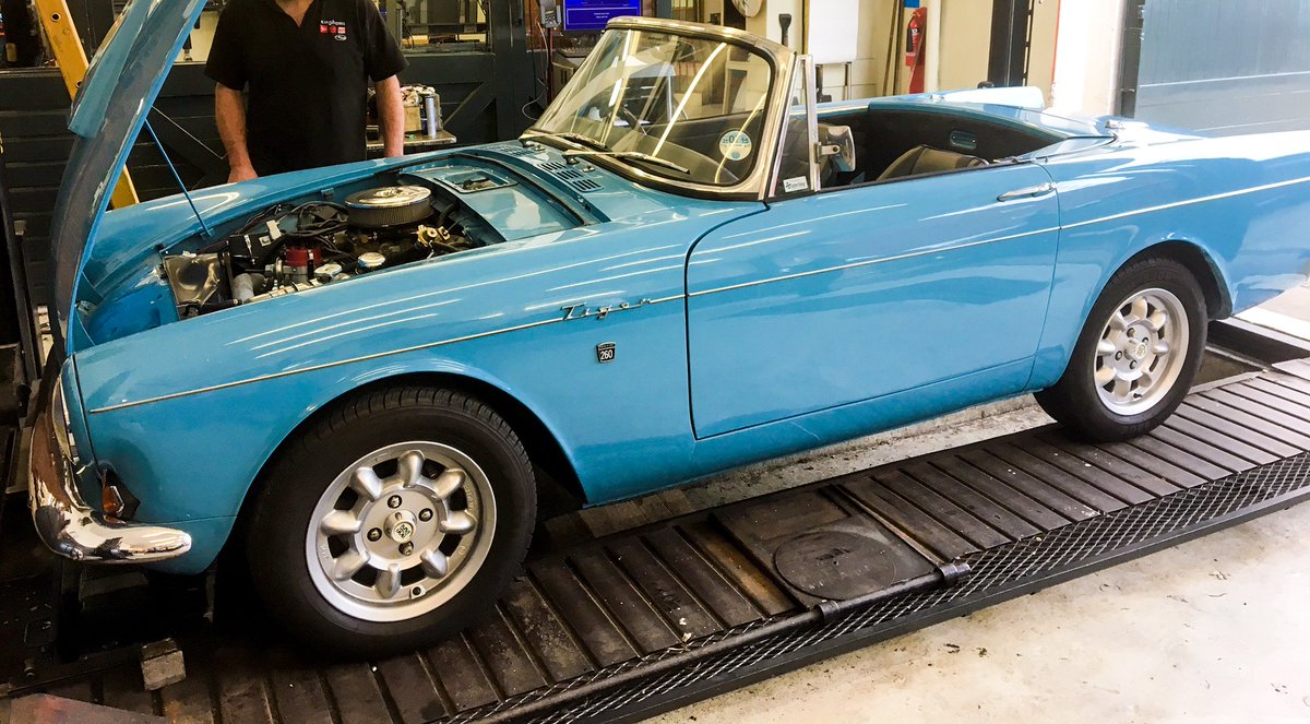 Look what's arrived in our workshop this morning for its annual checkover! 
5.0 litre Sunbeam Tiger. There were only 7083 ever made.