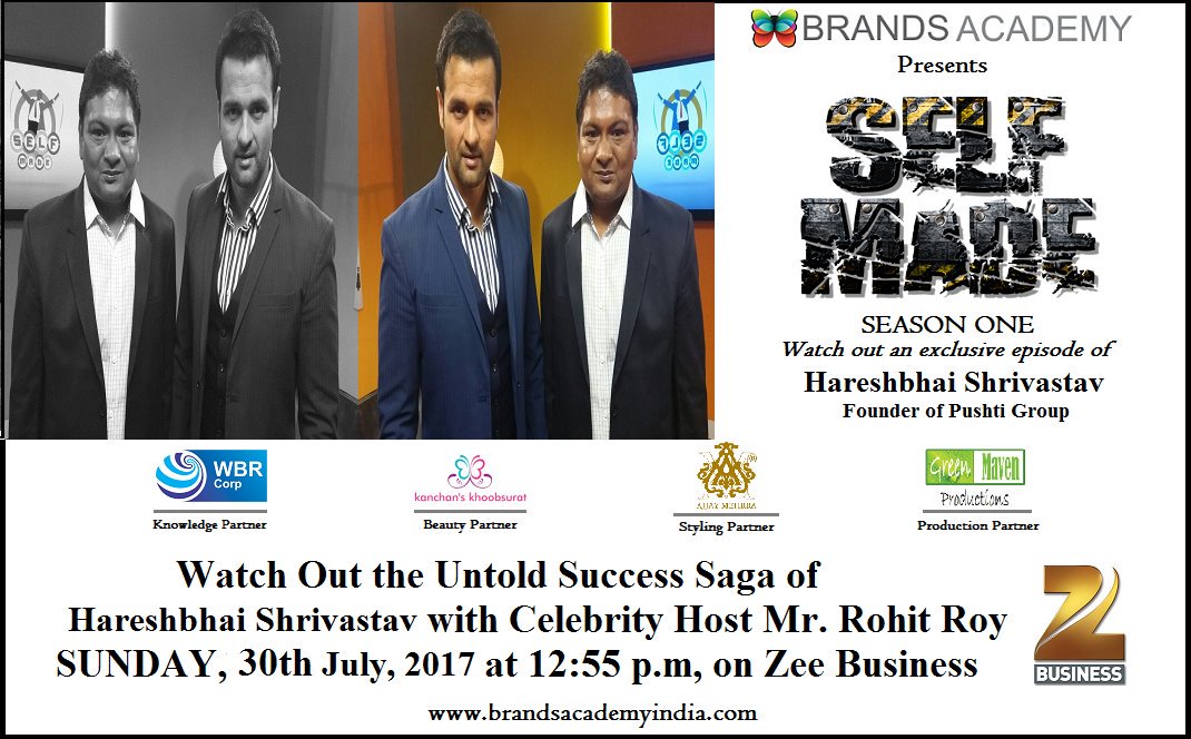 BrandsAcademyIn's tweet photo. Watch out the untold success saga of Hareshbhai Shrivastav with celebrity host Mr.Rohit Roy Sunday, 30th July 2017 at 12:55 p.m. https://t.co/j1D2WwVl7e