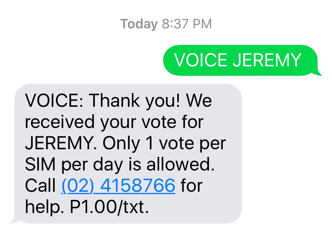 danilosierra2's tweet photo. My vote counted! Boto na!!!! #teamsharon #JeremyForTheWin #VoiceTeensFinaLs https://t.co/ENd4Y2YNkR