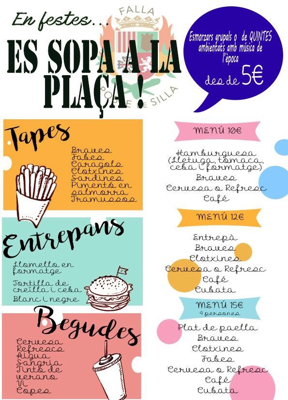 fallapoble's tweet photo. Esmorzars 🌭
Tapes 🍟
Dinars 🥘
Sopars 🍛

Anima't a dinar amb bon ambient i sopar a la fresca amb espectacle de fons! Vos esperem! 🐮☀️👏🏼 https://t.co/Z8OS54I6O0