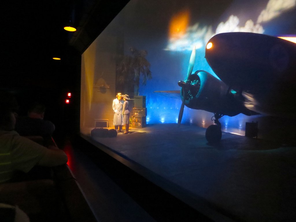TMKBpodcast's tweet image. The front half of a plane can be found in the CASABLANCA scene of The Great Movie Ride. The back half can be found on the Jungle Cruise.
