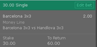 Ciaaaaaoooo!

3x3 Pallacanestro Moscow
16.15h Barcelona vs Handlova
Barcelona 
2.00
Stake 1