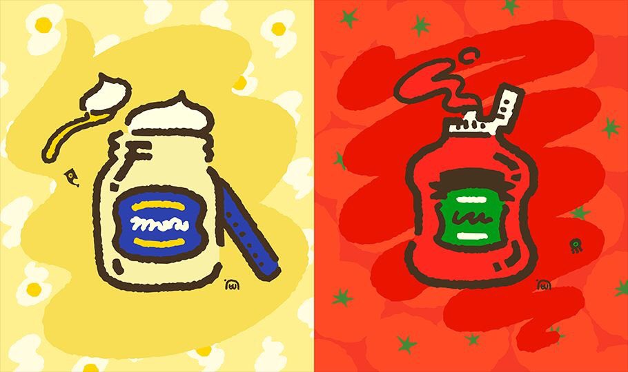 NintendoPHI's tweet photo. Ang susunod na Splatfest sa #Splatoon2 ay gaganap sa unang linggo ng Agosto. Ano ang condiment niyo: Mayo or Ketchup? https://t.co/rpuWQx8How