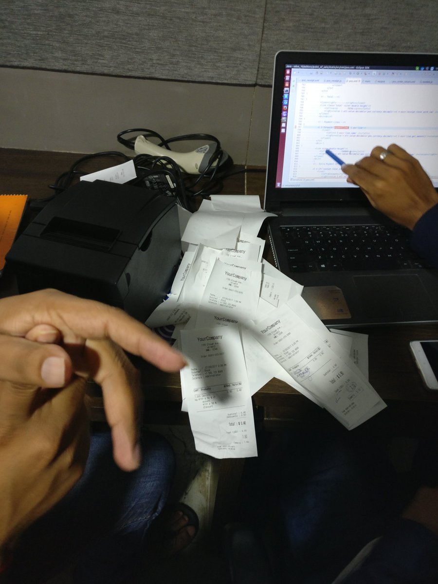 jaynvora's tweet photo. Working on #odoo #pos receipts is always demanding a lot accuracy. Hence we print around 50 reports #hardworkpaysoff #fiscalprinter #epson https://t.co/5QkNEevs2i