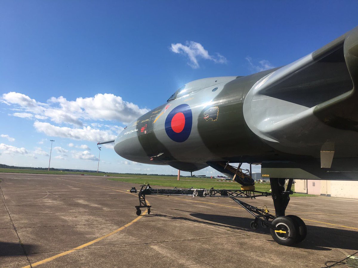 vulcantothesky's tweet photo. Good morning all. XH558 is readied for a full day of exercise - with engine runs. #XH558 #groundrun #Olympus https://t.co/VNOYu46Pjb