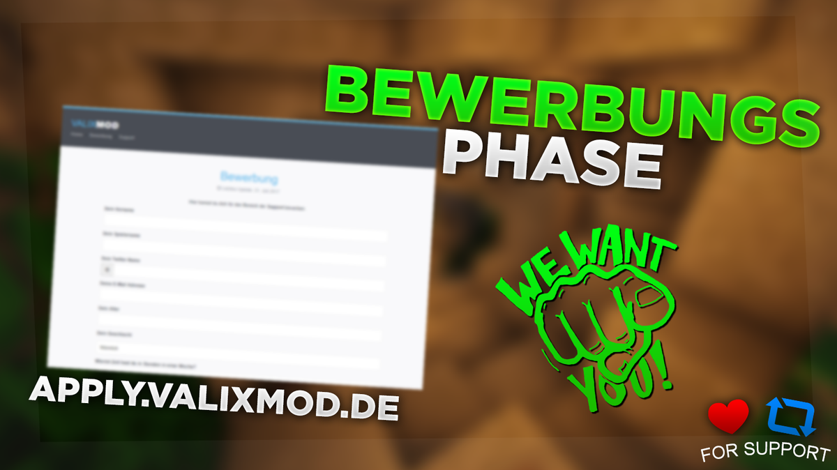 ValixMod's tweet photo. •|📭Bewerbungsphase📭|•

Wir starten heute die Bewerbungsphase.
Ihr könnt euch unter https://t.co/nzGgicGS42 bewerben!

🗞️Dein ValixMod | Team https://t.co/ucKiL2lF6v