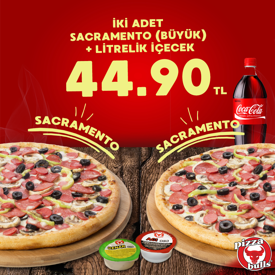Pizza Bulls on Twitter &quot;İki Adet sacramento (Büyük Boy) + Litrelik