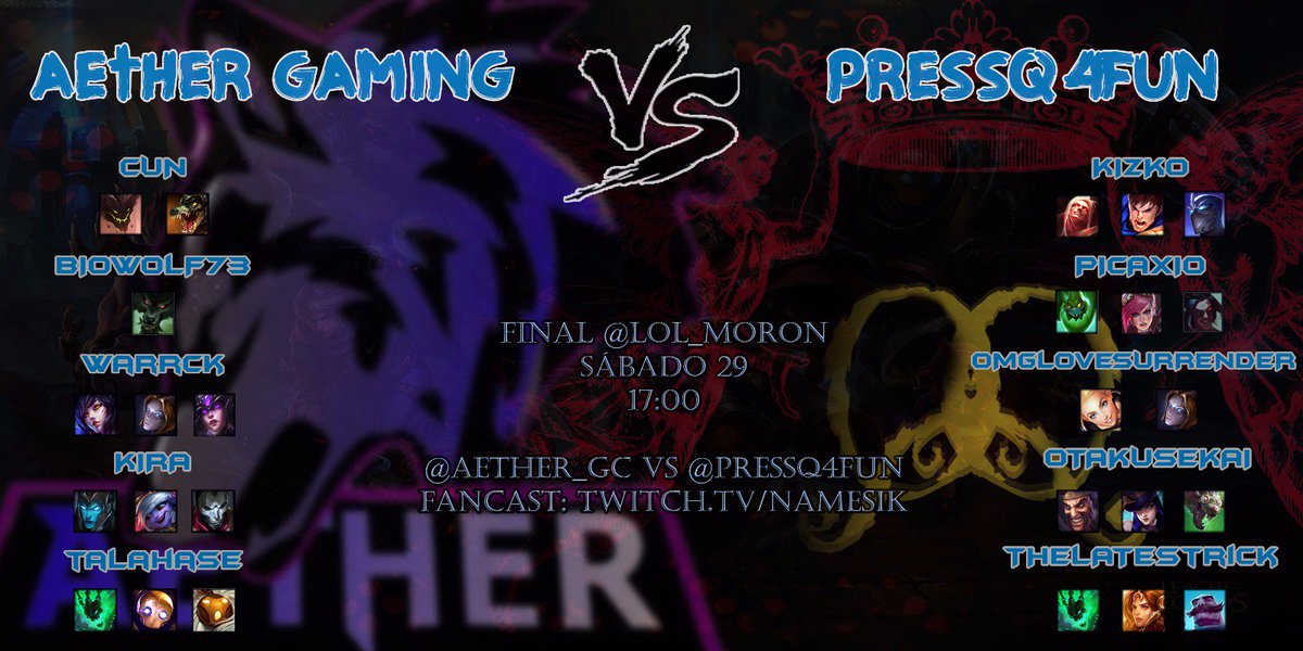 PressQ4fun's tweet photo. No hay posibilidad de fallo, esto es a un todo o nada, final de finales contra @Aether_GC 
Hoy vamos a sorprenderles😏😏 https://t.co/SwcWVXAwnJ