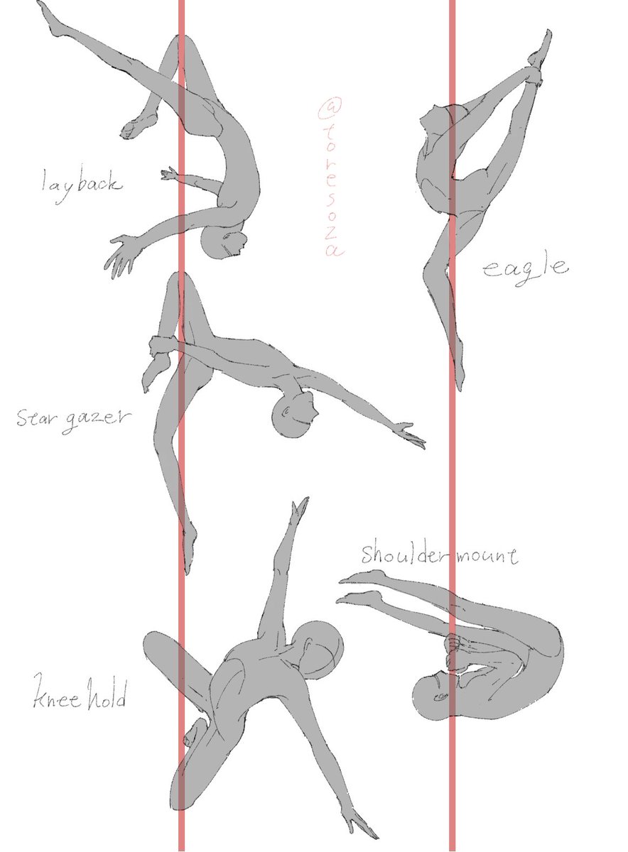 素材っぽいの トレス素材 以前描いた中心の絵がポールダンスに見えるとのことで ほんとそれな と思ったのでポールダンスの技をほんの一部ですが調べて描いてみました ちゃんと知識があるわけではないので もし技名間違ってたらすみません T