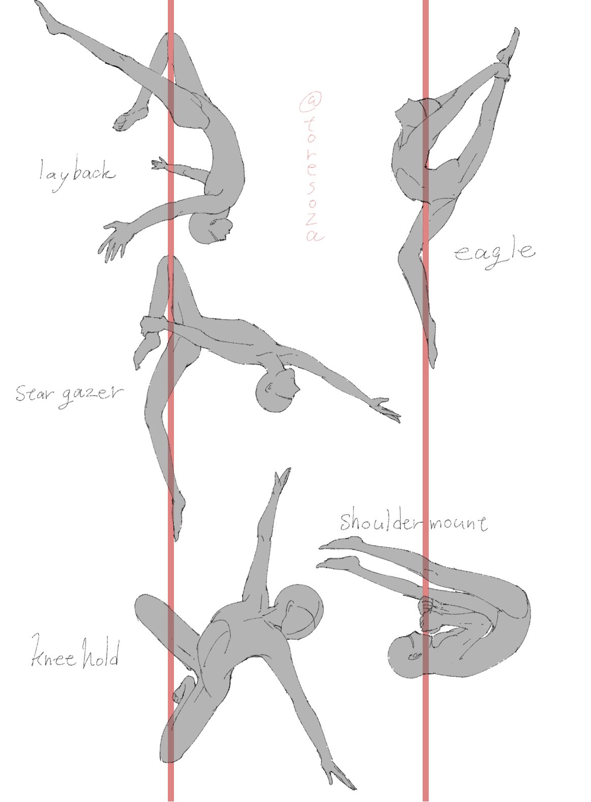 素材っぽいの トレス素材 以前描いた中心の絵がポールダンスに見えるとのことで ほんとそれな と思ったのでポールダンスの技をほんの一部ですが調べて描いてみました ちゃんと知識があるわけではないので もし技名間違ってたらすみません