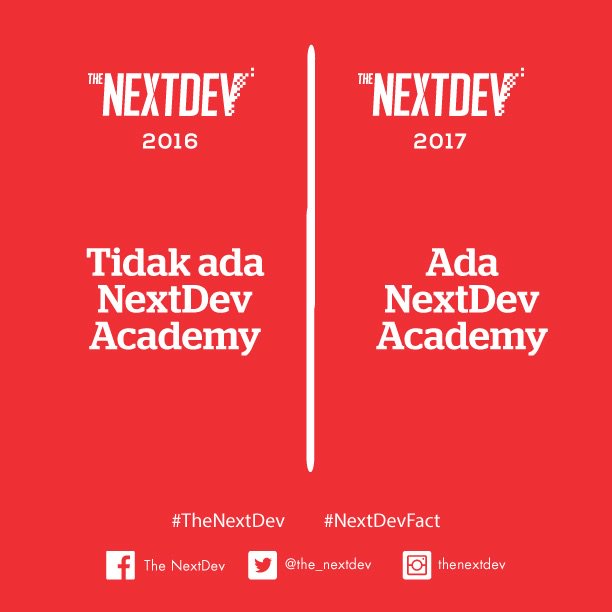 NextDev_id's tweet photo. Mau tahu bedanya #NextDev2016 sama #nextdev2017 ? cek gambar ya Generasi Muda. #thenextdev #startups https://t.co/soIVCRW9VA
