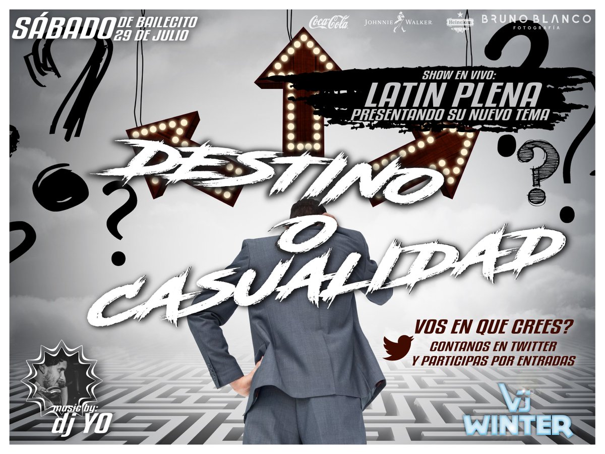 VjcostaVj's tweet photo. #SÁBADODEBAILECITO ! #DjYO #LATINPLENA !
Vos en que crees? Twittea con #DestinoOCasualidad para participar por ENTRADAS GRATIS. https://t.co/6ULDJQuMoZ
