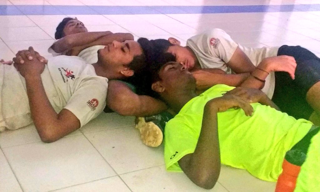 acefoundationIN's tweet photo. A moment of respect and friendship amongst our champions. A small nap before quarter final..
#WeAreChampions #ACEValues #ACESpirit https://t.co/2FnqKG2kwP